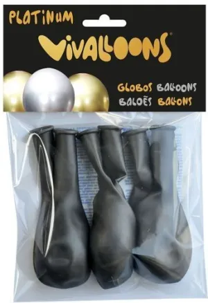 GLOBO VIVALLOONS PLATINUM ANTRACITA BOLSA DE 6