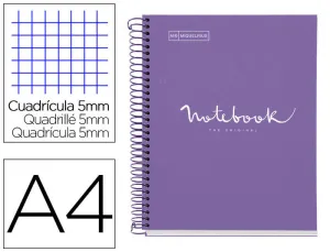 CUADERNO ESPIRAL MIQUELRIUS NOTEBOOK 5 EMOTIONS TAPA FORRADA DIN A4 MICROPERFORADO 120 HOJAS 90G/M2 CUADRO 5 MM