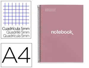 CUADERNO ESPIRAL MIQUELRIUS NOTEBOOK EMOTIONS ROSE DUST TAPA FORRADA DIN A4 MICROPERFORADO 80 HOJAS 90