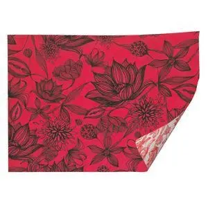 PAPEL REGALO KRAFT DOBLE FLORES ROJAS 70 X 100 CM