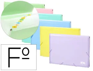 CARPETA CLASIFICADORA CARHIVO 13 DEPARTAMENTOS POLIPROPILENO COLOR SOFT EXPOSITOR DE 12 UNIDADES