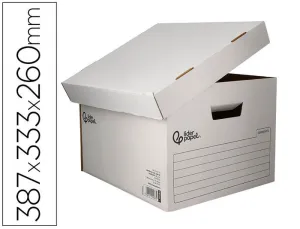 CAJON LIDERPAPEL CARTON 100% RECICLADO AUTOMATICO PARA 3 CAJAS ARCHIVO DEF. FOLIO / 4 ARCHIVADORES A-Z 387X333X260