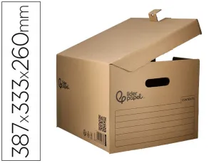 CAJON LIDERPAPEL CARTON 100% RECICLADO PARA 3 CAJAS ARCHIVO DEF. FOLIO / 3 ARCHIVADORES A-Z 387X333X260