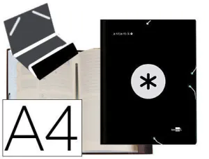 CARPETA LIDERPAPEL ANTARTIK CLASIFICADORA A4 12 DEPARTAMENTOS GOMAS CARTON FORRADO COLOR NEGRO