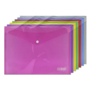 INGRAF PACK DE 10 SOBRES CON CIERRE DE BROCHE - POLIPROPILENO - TAMAÑO A4 - COLORES SURTIDOS