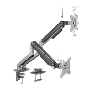 TOOQ SOPORTE MESA PANTALLAS GIRATORIO INCLINACION 2 BRAZOS 17-32 - COLOR GRIS