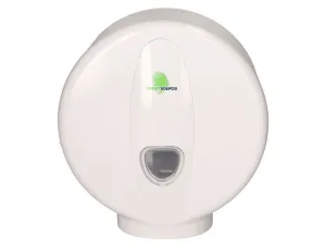 DISPENSADOR PAPEL HIGIENICO BUNZL GREENSOURCE MINI JUMBO FABRICADO EN ABS COLOR BLANCO