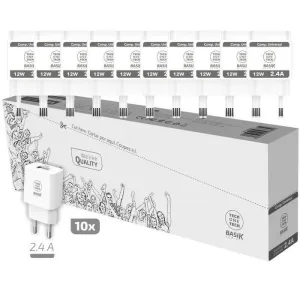 TECHONETECH BASIK PACK DE 10 CARGADORES DE PARED 1 PUERTO USB 12W