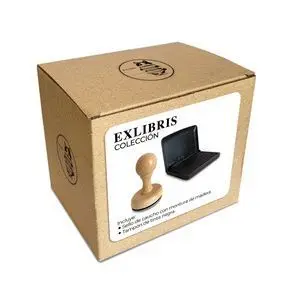 SELLO EXLIBRIS DE MADERA + TAMPON EL GATO CON LIBR