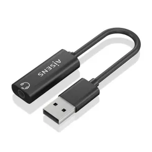 AISENS CONVERSOR USB-A A AUDIO 48KHZ - USB-A/M-JACK 3.5/H - 10CM - COLOR NEGRO