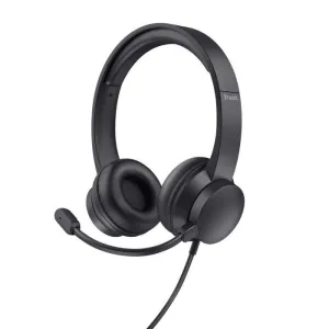 TRUST AYDA AURICULARES CON MICROFONO - DIADEMA AJUSTABLE - ALMOHADILLAS ACOLCHADAS - CONTROL DE VOLUMEN EN AURICULAR - CABLE DE 1.80M - COLOR NEGRO
