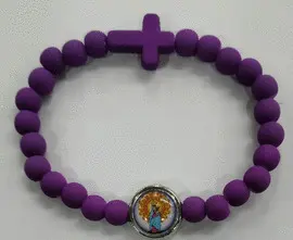 PULSERA ROSARIO INFANTIL VIRGEN PILAR. MORADA