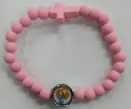PULSERA ROSARIO INFANTIL VIRGEN PILAR. ROSA