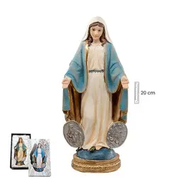 FIGURA VIRGEN MILAGROSA MEDALLAS. 20 CM