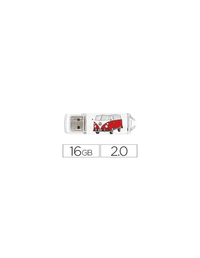 Memoria Usb Techonetech Flash Drive 16 Gb 2.0 Camper Van-Van