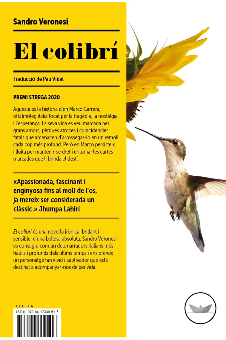 El colibrí (Premi Strega 2020) (Catalán)